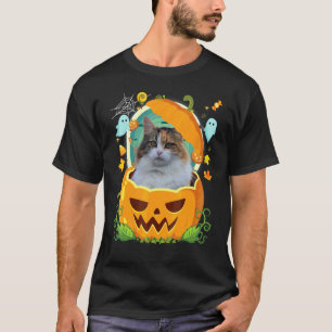 T-shirt Joyeux Halloween Citrouille Chat Manx Sorcière Cha