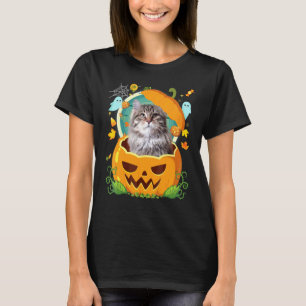 T-shirt Joyeux Halloween Citrouille Chat Sibérien Sorcière