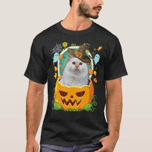 T-shirt Joyeux Halloween Citrouille Chat Turc Angora Sorci