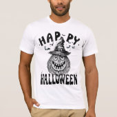 T-shirt Joyeux Halloween, citrouille Éffrayant en casquett (Devant)