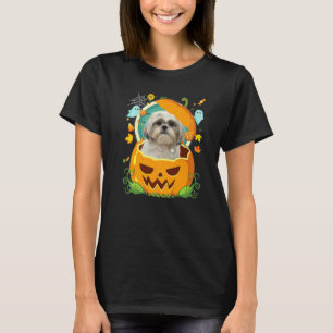 T-shirt Joyeux Halloween Citrouille Shih Tzu Chien Sorcièr
