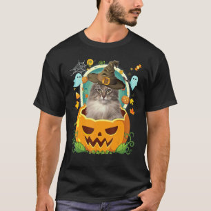T-shirt Joyeux Halloween Citrouille Sorcière Chat de la Fo