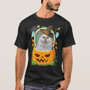 T-shirt Joyeux Halloween Citrouille turc Angora Chat Witch