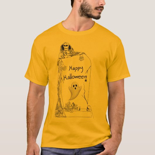 T-shirt Joyeux Halloween – Conception squelette effrayant (Devant)