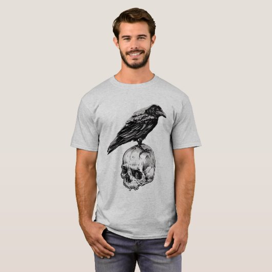 T-shirt Joyeux Halloween | Corbeau et crâne (Devant entier)