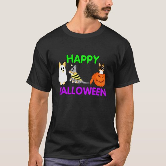T-shirt Joyeux Halloween Corgis (Devant)