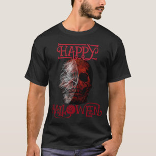 T-shirt Joyeux Halloween Crâne de la Mort Rouge Noir