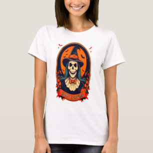 T-shirt Joyeux Halloween crâne sorcière méchant