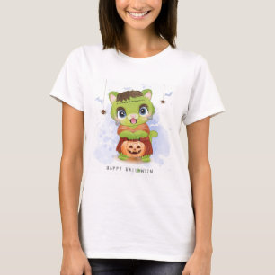 T-shirt Joyeux Halloween Cute Frankienkitty