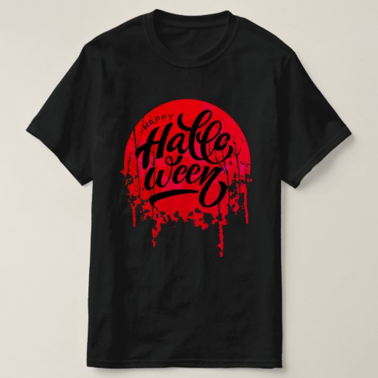 T-shirt Joyeux Halloween de nuit rouge (Design devant)