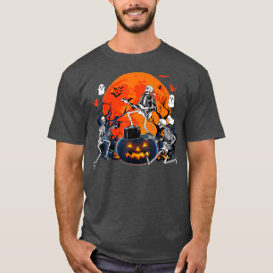 T-shirt Joyeux Halloween Drôle Squelette Jouer Pompe de Gu