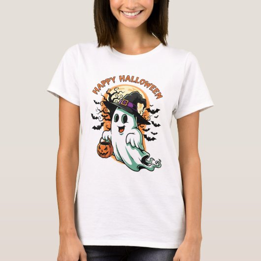 T-shirt "Joyeux Halloween" Fantôme (Devant)