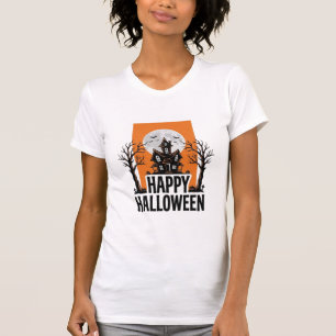 T-shirt Joyeux Halloween Maison Hantée Graphique Vintage_1