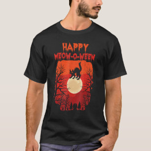 T-shirt Joyeux Halloween Meow O Ween Mignon Chat Noir Part