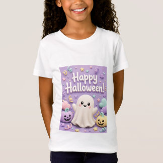 T-Shirt Joyeux Halloween Mignon Fantôme & Citrouille Paste