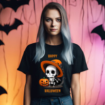 Joyeux Halloween Mignon Kawaii Squelette & Citroui