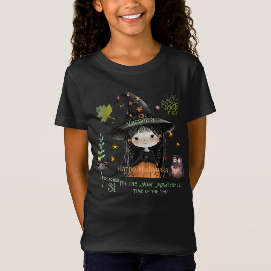 T-Shirt Joyeux Halloween Monsters mignonne sorcière (Devant)