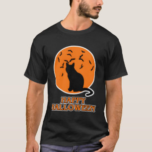 T-shirt Joyeux Halloween pour chat noir chat Halloween