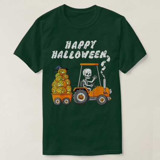T-shirt Joyeux Halloween Skeleton équitation Tracteur Garç (Design devant)