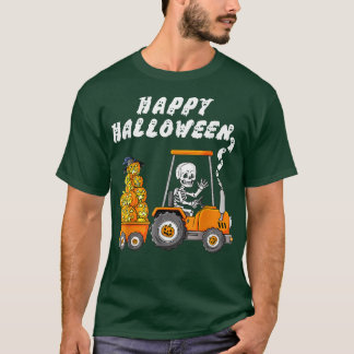 T-shirt Joyeux Halloween Skeleton équitation Tracteur Garç
