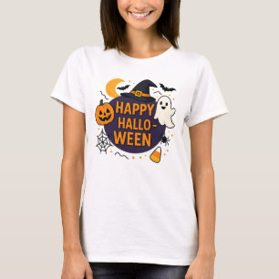 T-shirt Joyeux Halloween Soirée Squelette . Citrouille Drô