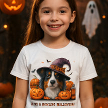 Joyeux Halloween Sorcière Chien et Citrouilles T-S