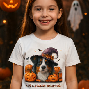 T-shirt Joyeux Halloween Sorcière Chien et Citrouilles T-S