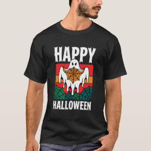 T-shirt Joyeux Halloween Toile Araignée Fantôme Rétro