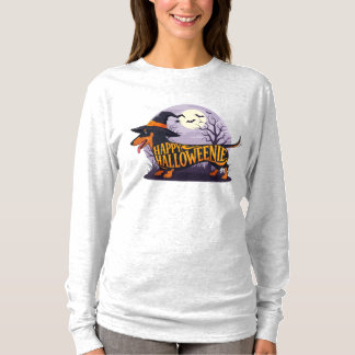 T-shirt Joyeux Halloweenie Chapeau de Sorcière de Dachshun