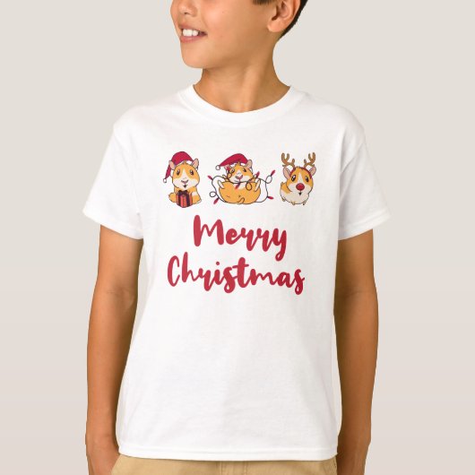 T-shirt Joyeux Hamsters de Noël Jouer Graphique (Devant)