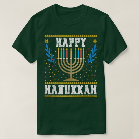 T-shirt Joyeux Hanoukka Juif Noël Menorah Hanoukka T (Design devant)