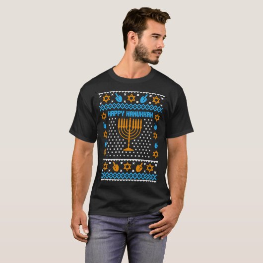 T-shirt Joyeux Hanoukka laide pull de Noël (Devant entier)