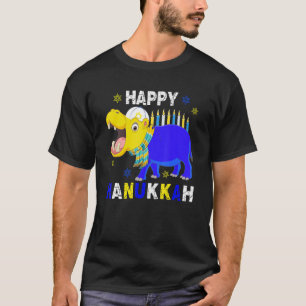 T-shirt Joyeux Hanoukka Menorah Hippo portant un Casquette