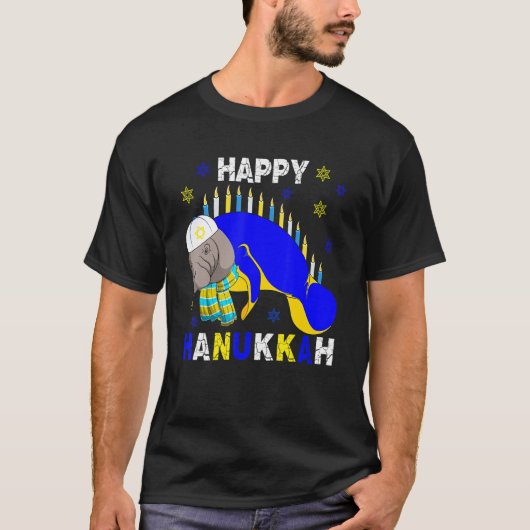 T-shirt Joyeux Hanoukka Menorah Manatee portant un Casquet (Devant)