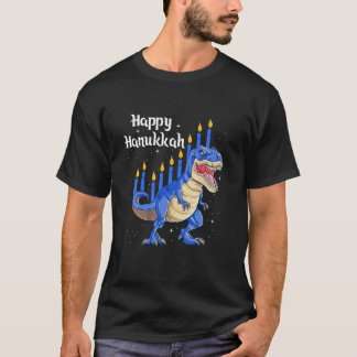 T-shirt Joyeux Hanoukka Menorasaurus Rex Dinosaur Menorah