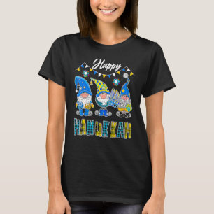 T-shirt Joyeux Hanoukka Trois Gnomes tenant Dreidel Menora