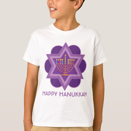 T-shirt Joyeux Hanoukka violet1 (Devant)