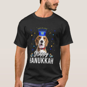 T-shirt Joyeux Hanukkah Chapeau de Beagle Menorah Juif Han