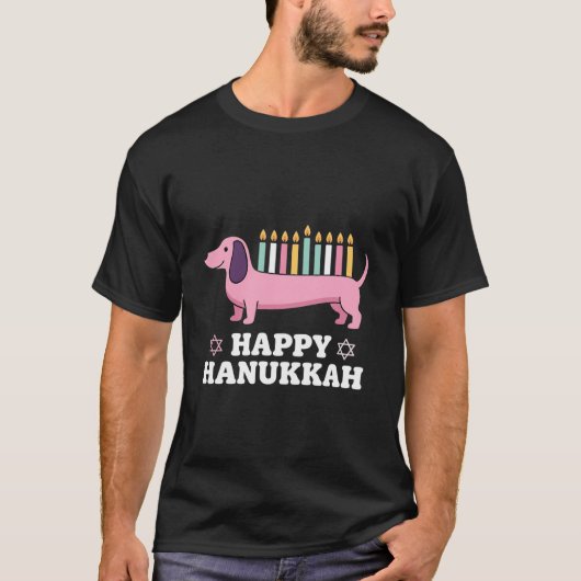 T-shirt Joyeux Hanukkah chien teckel (Devant)