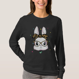T-shirt Joyeux Happy Pâques mignon lapin visage léopard ca