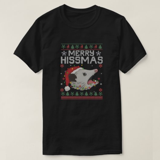 T-shirt Joyeux Hissmas, conception de Noël de chat drôle (Design devant)