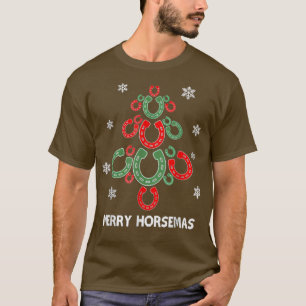 T-shirt Joyeux Horsemas Cheval Pine Arbre Amoureux des ani
