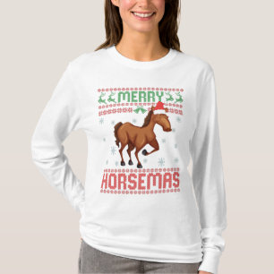 T-shirt Joyeux Horsemas Drôle Vilain Cheval de Noël
