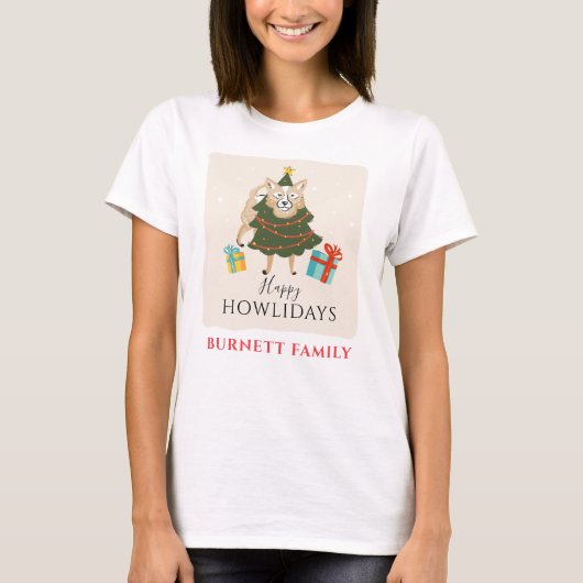 T-shirt Joyeux Howlidays Joyeux Noël Matching Famille (Devant)