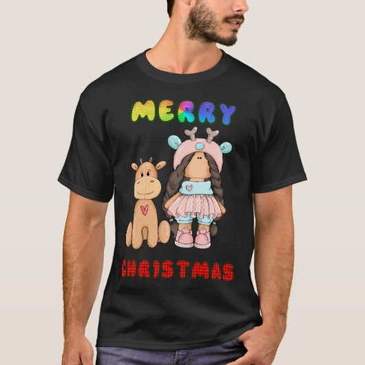 T-shirt Joyeux Hristmas Cute Reindeer (Devant)