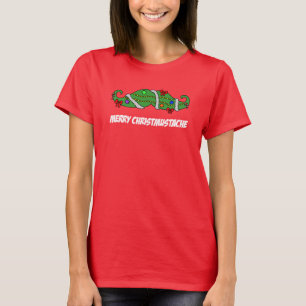 T-shirt Joyeux jeu Christmustache Christmas Pun (ON DARK)