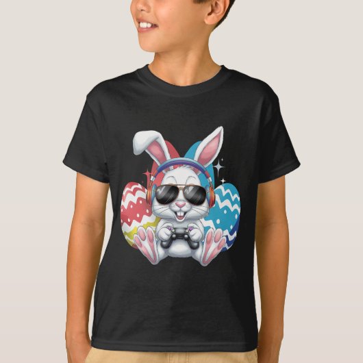 T-shirt Joyeux Jeux de Joueur de lapin de Pâques (Devant)