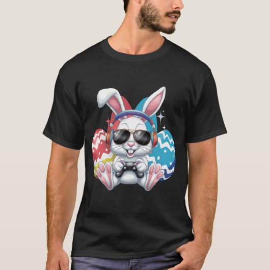 T-shirt Joyeux Jeux de Joueur de lapin de Pâques (Devant)