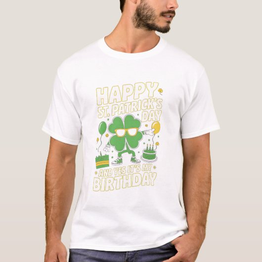 T-shirt Joyeux Jour de la Saint Patrick Shamrock d'anniver (Devant)