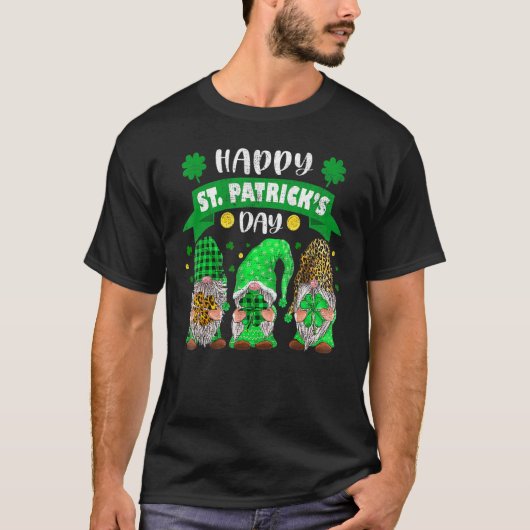T-shirt Joyeux Jour de la Saint Patrick trois Gnome Shamro (Devant)